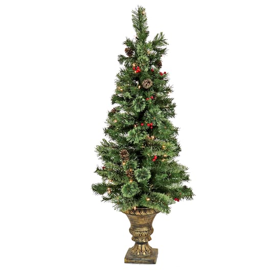 4.5ft. Pre-Lit Cashmere Cone &#x26; Berry Entrance Artificial Christmas Tree, Clear Lights